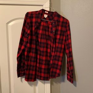Red & Navy Boy-fit Flannel shirt